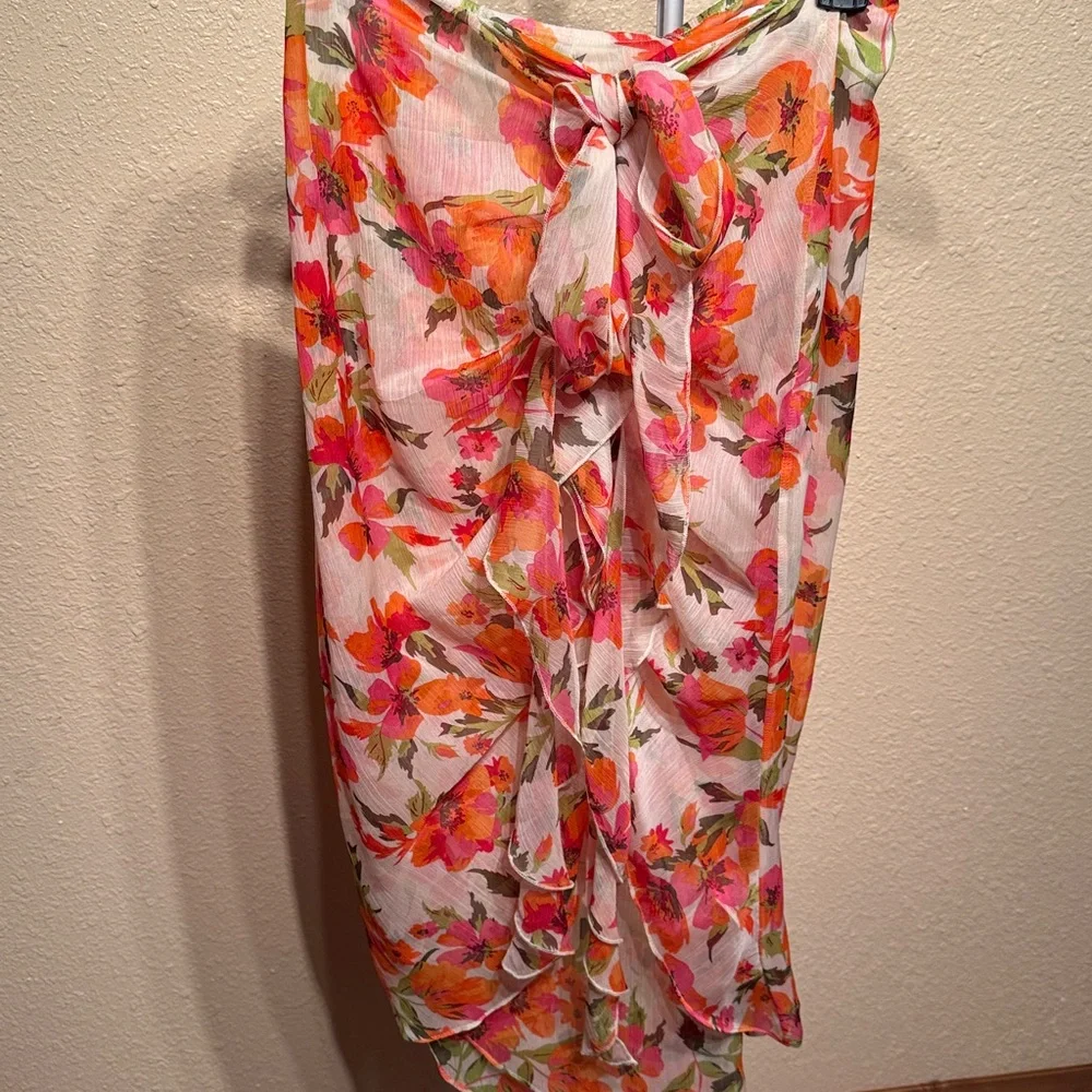 Misa Floral asymmetrical midi ruffle skirt WOMENS size medium NWT